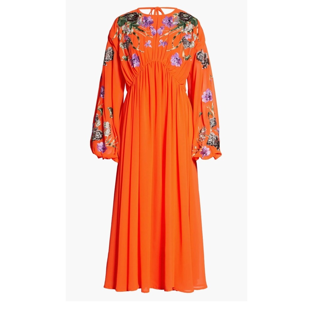 ASOS Orange Floral Embroidered Maxi Dress